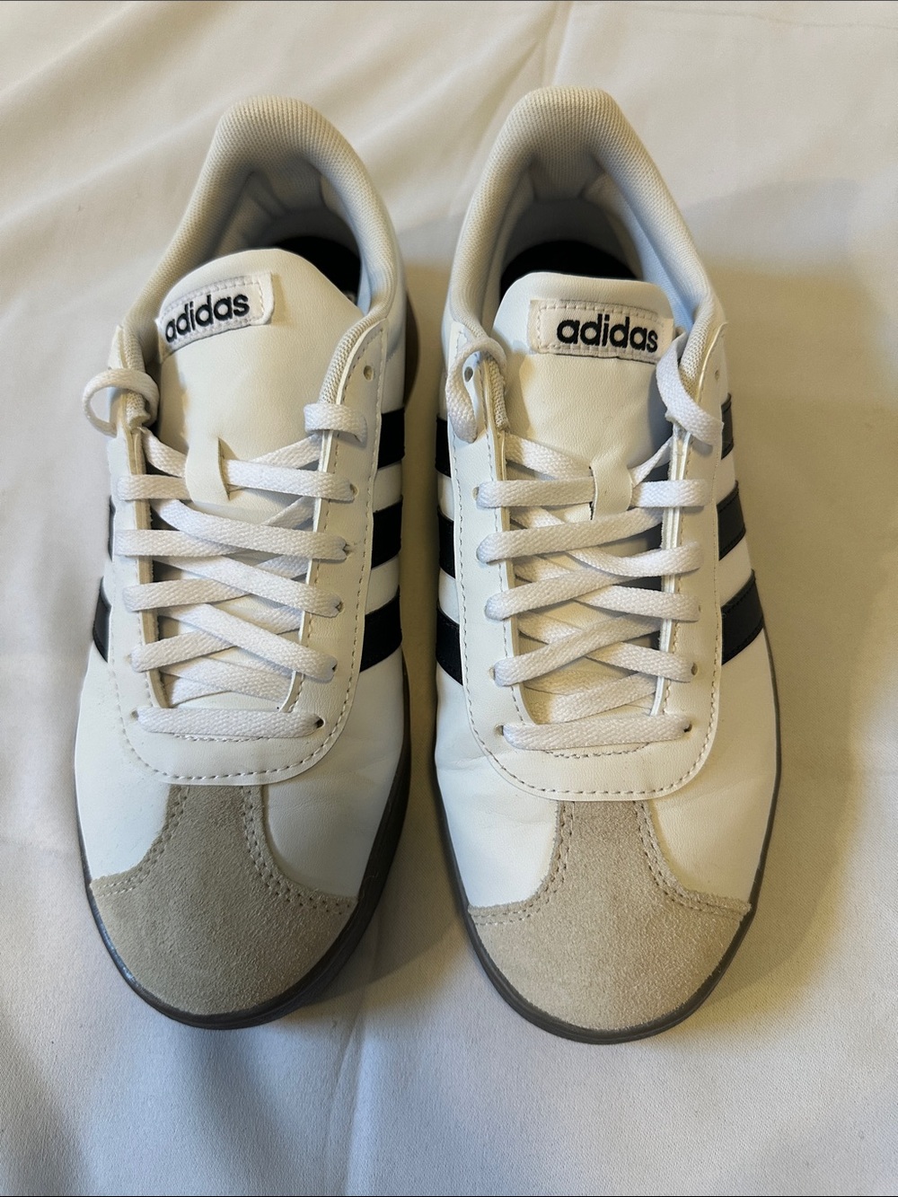 adidas Women’s White Sneakers with Black Stripes